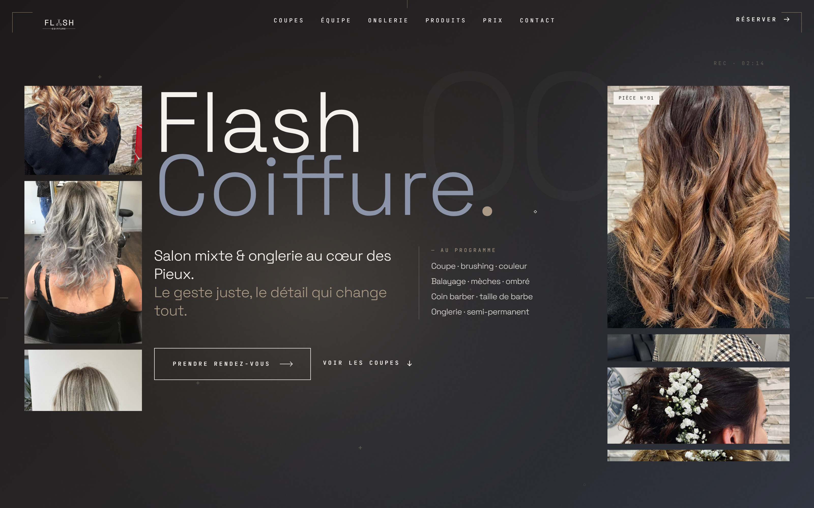 Site Flash Coiffure — salon mixte et onglerie aux Pieux