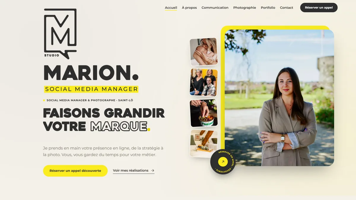 Page d'accueil du site Marion Social Media