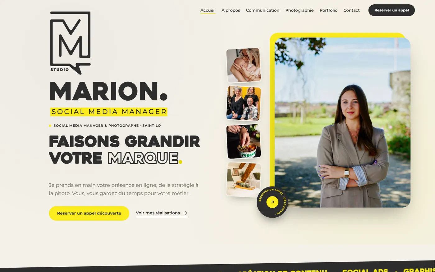 Page d'accueil du site Marion Social Media