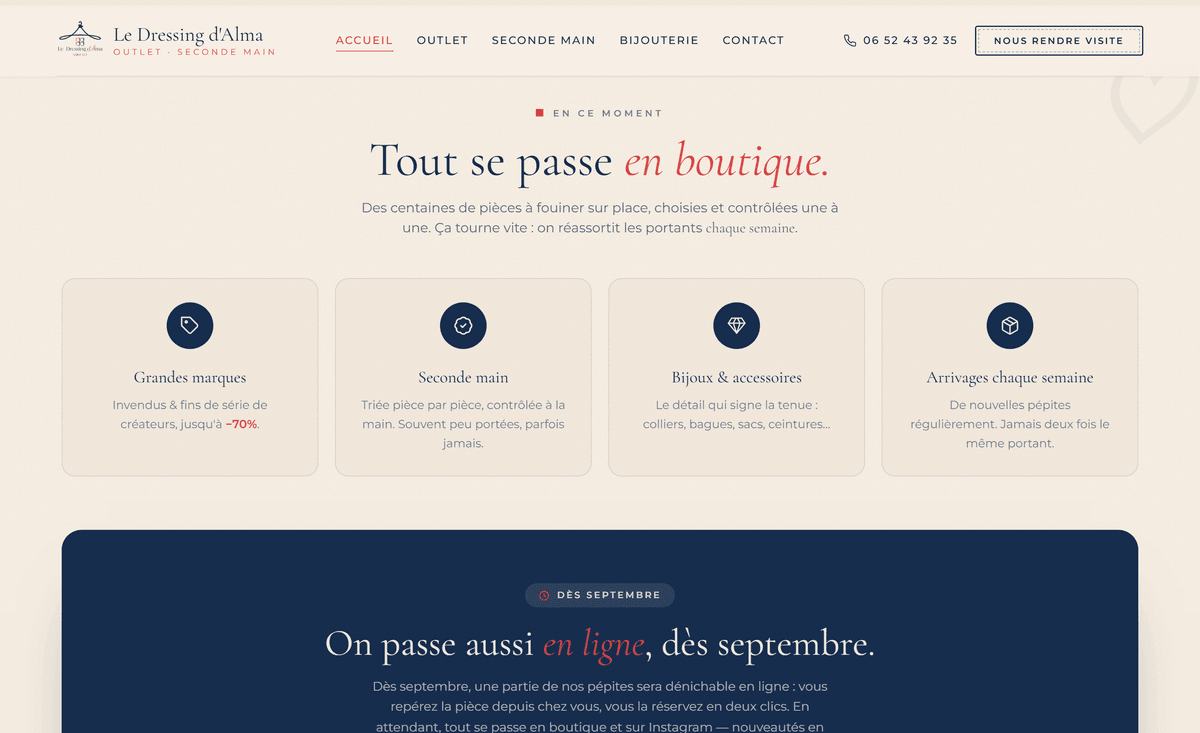 Section Concept — Le Dressing d'Alma