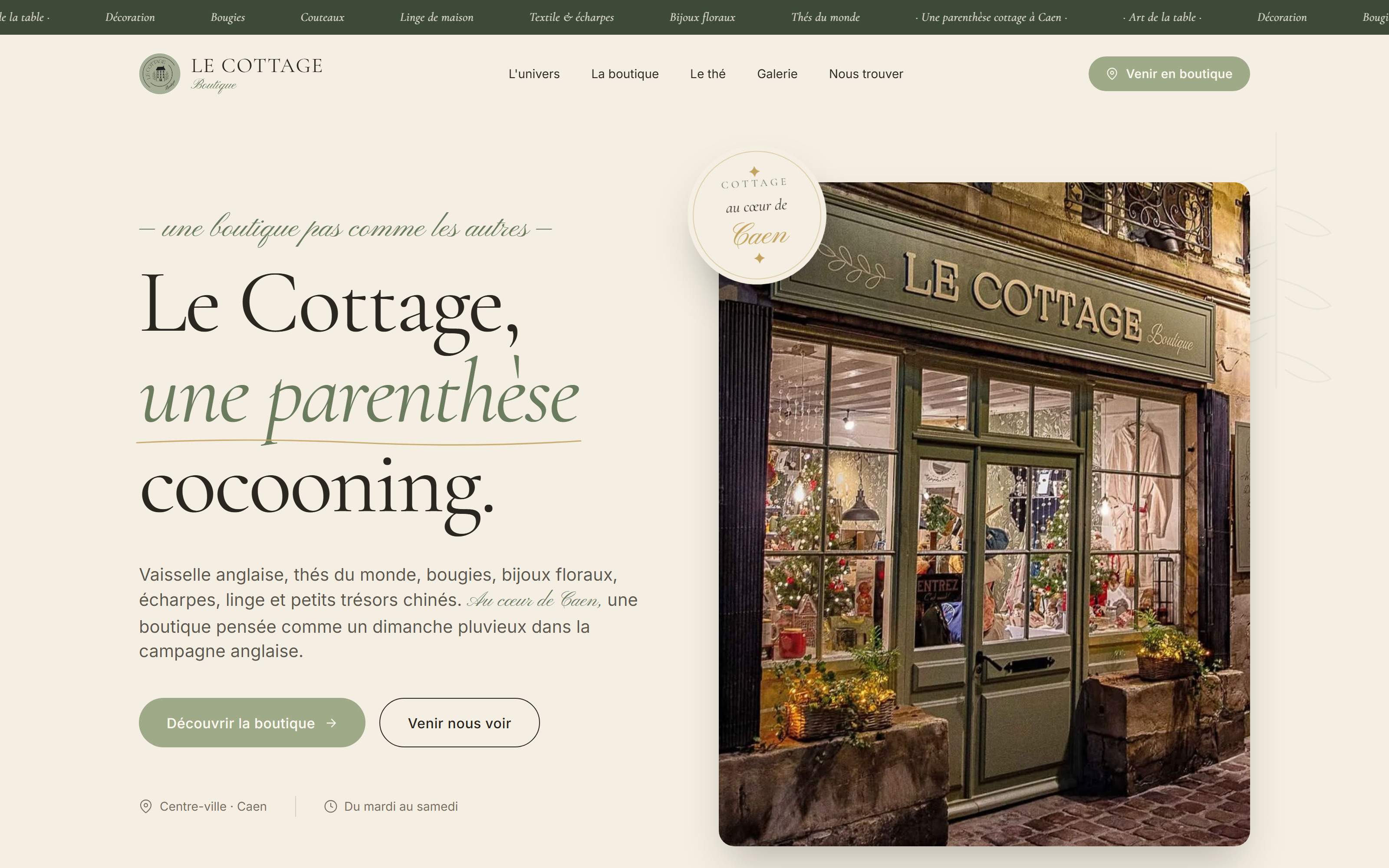Hero du site Le Cottage Boutique