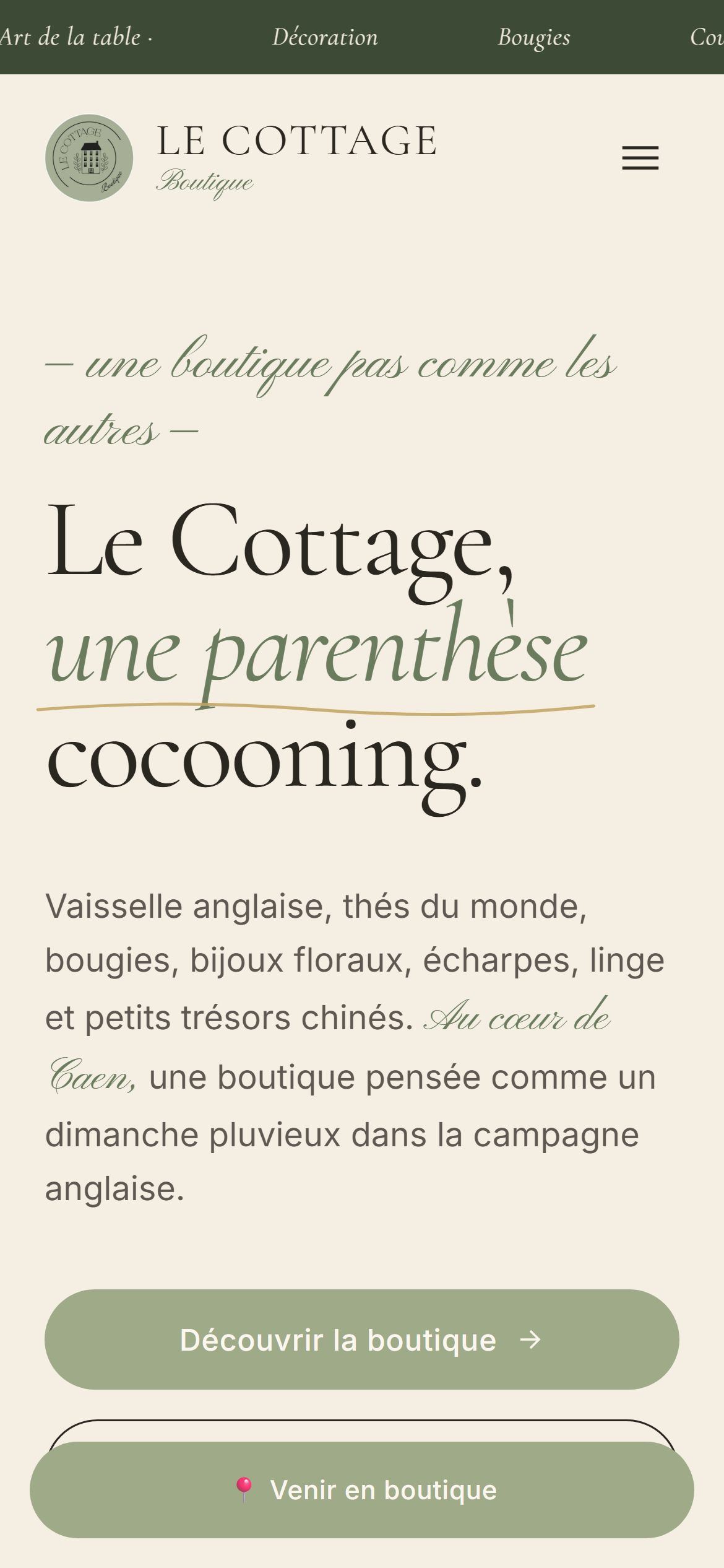 Le Cottage sur mobile