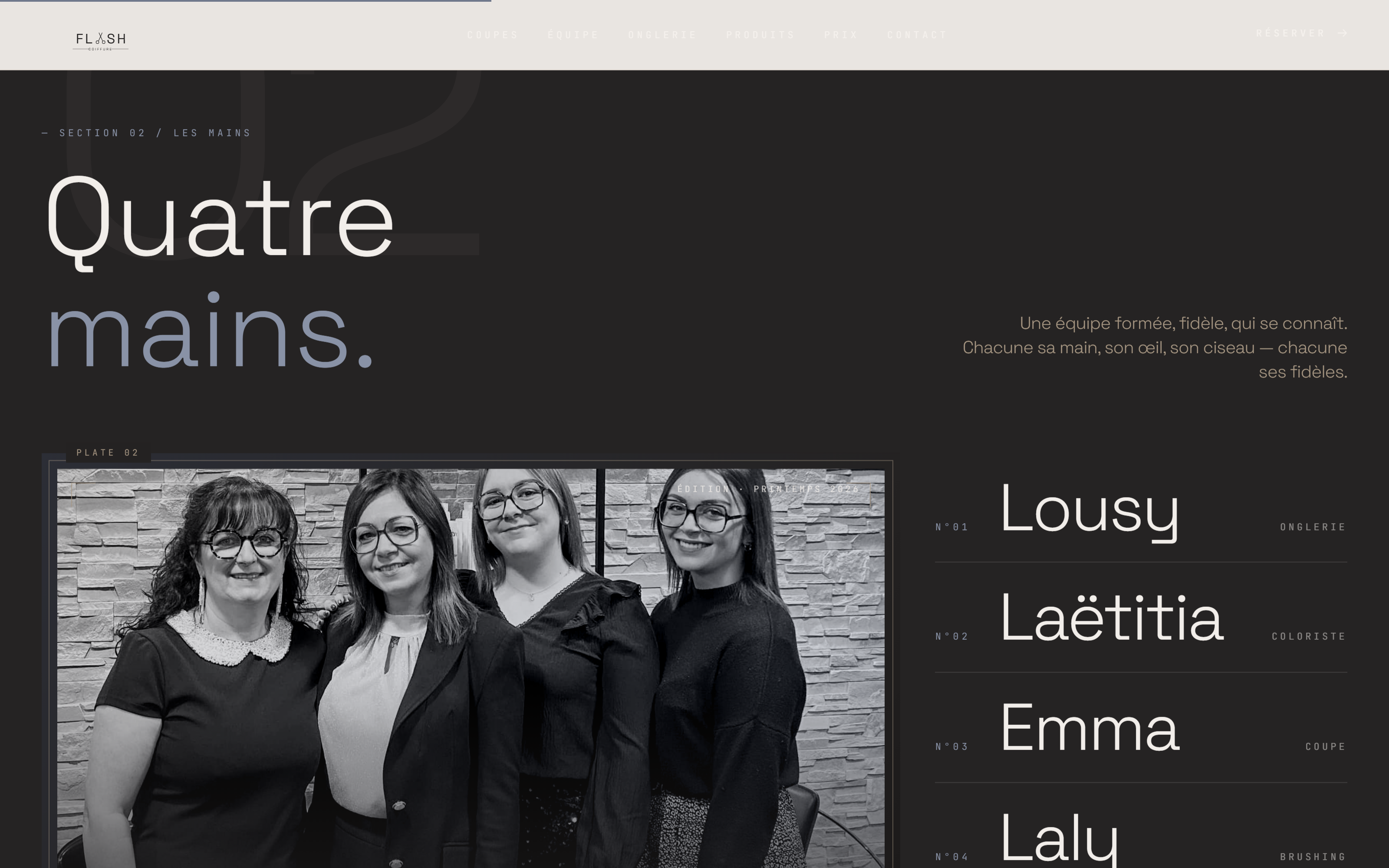 Section Quatre mains — l'équipe du salon Flash Coiffure