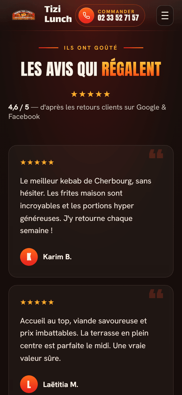 Les avis — Tizi Lunch mobile
