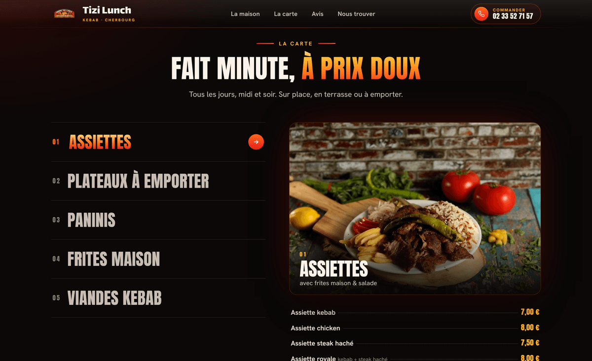 La carte — Tizi Lunch