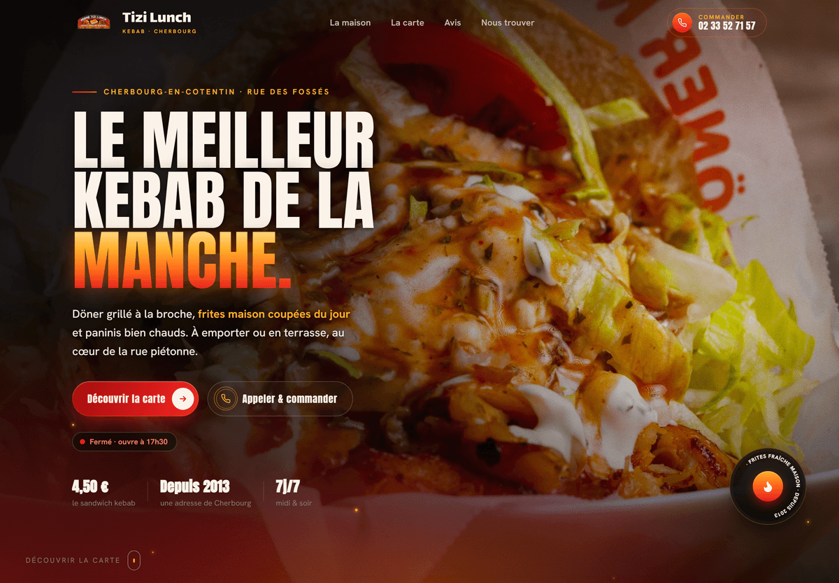 Site Tizi Lunch — kebab & street food à Cherbourg
